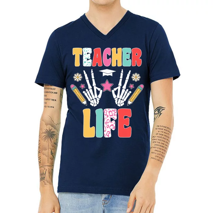 Teacher Life Fun School V-Neck T-Shirt