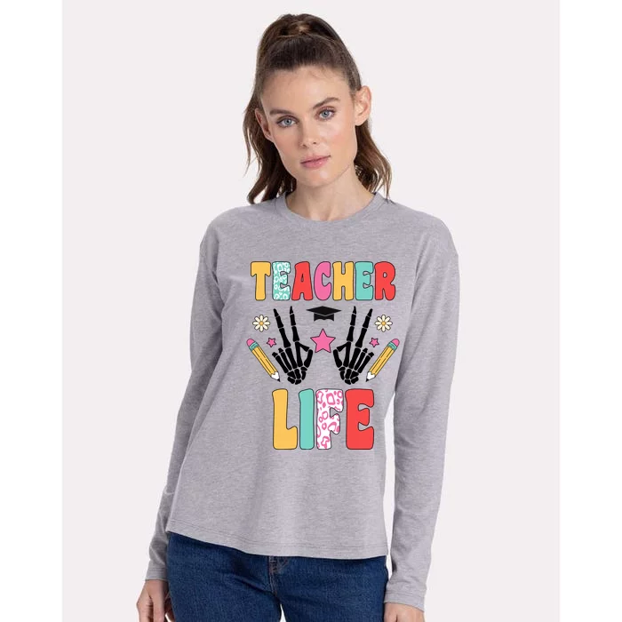 Teacher Life Fun School Womens Cotton Relaxed Long Sleeve T-Shirt