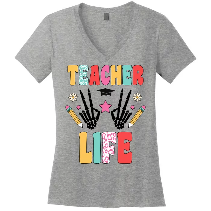 Teacher Life Fun School Women's V-Neck T-Shirt