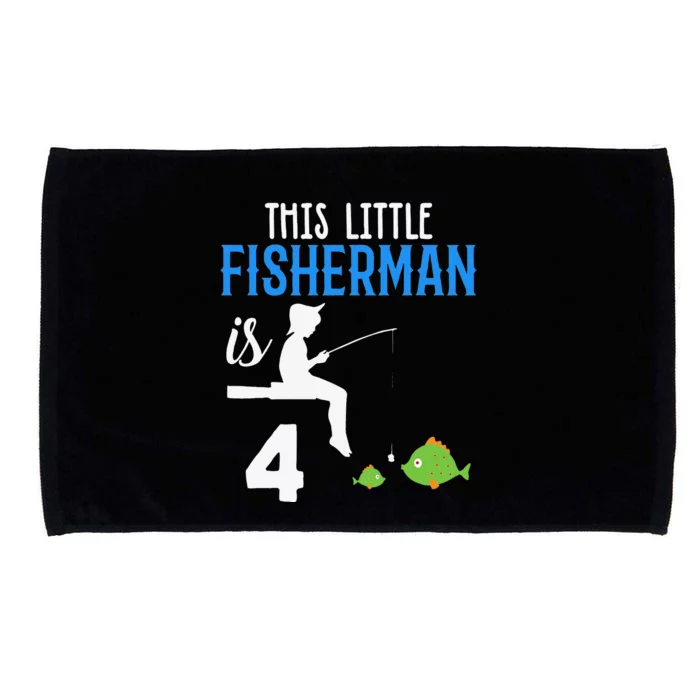 This Little Fisherman Is 4 Th Cute Birthday Gift Microfiber Hand Towel