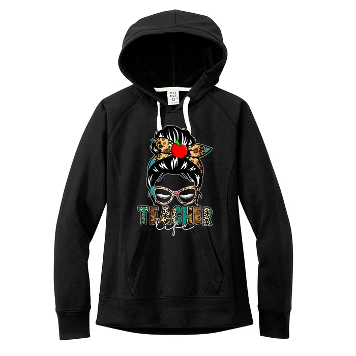 Teacher Life Female Bun Women's Fleece Hoodie