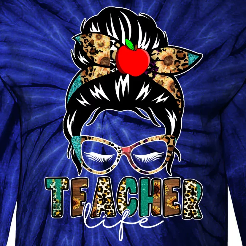 Teacher Life Female Bun Tie-Dye Long Sleeve Shirt