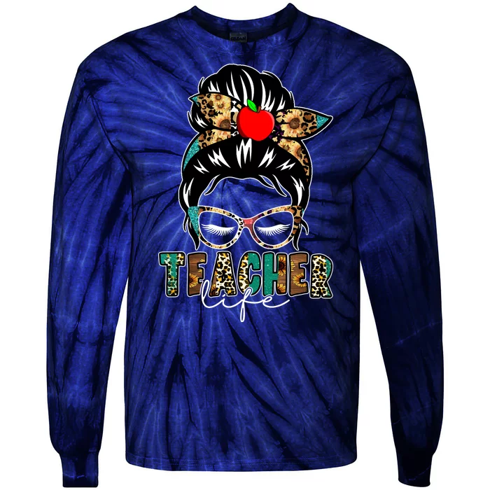 Teacher Life Female Bun Tie-Dye Long Sleeve Shirt