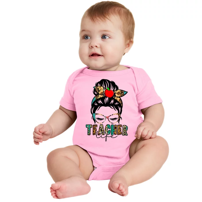 Teacher Life Female Bun Baby Bodysuit