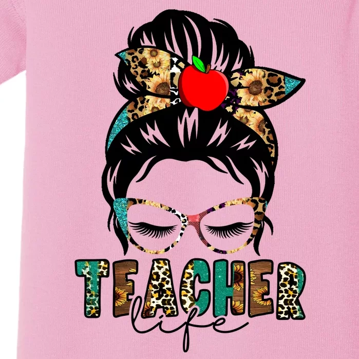 Teacher Life Female Bun Baby Bodysuit