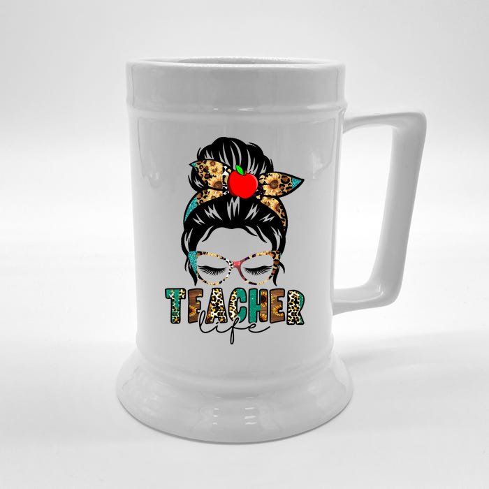 Teacher Life Female Bun Front & Back Beer Stein