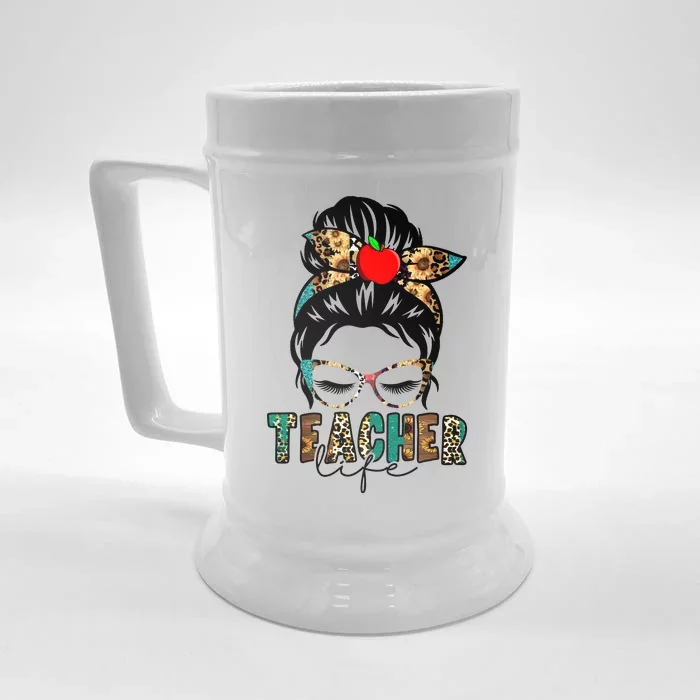 Teacher Life Female Bun Front & Back Beer Stein