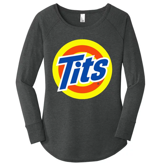 Tits Logo Funny Sexy Detergent Logo Women's Perfect Tri Tunic Long Sleeve Shirt