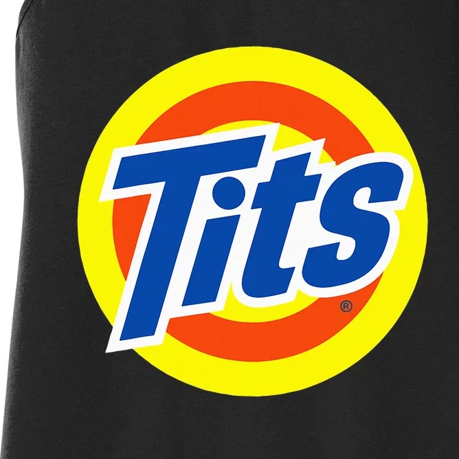 Tits Logo Funny Sexy Detergent Logo Women's Racerback Tank