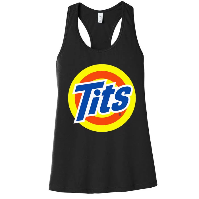 Tits Logo Funny Sexy Detergent Logo Women's Racerback Tank