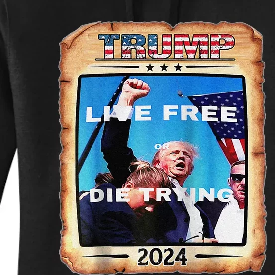 Trump Live Free Or Die Trying Raglan Women's Pullover Hoodie