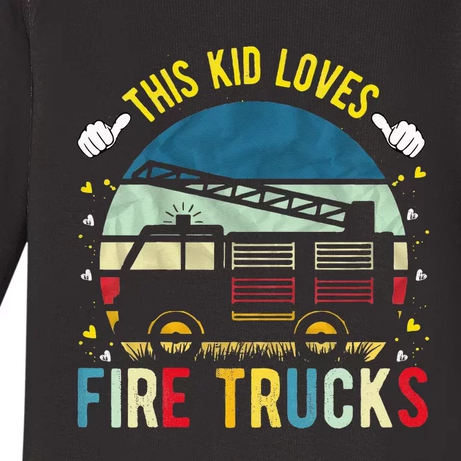 This Loves Fire Trucks Firefighter Fire Truck Baby Long Sleeve Bodysuit