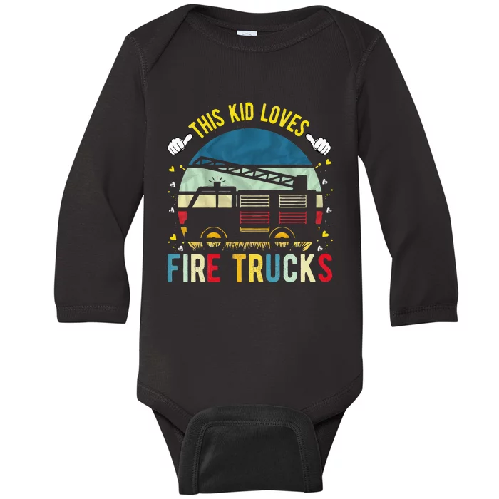 This Loves Fire Trucks Firefighter Fire Truck Baby Long Sleeve Bodysuit