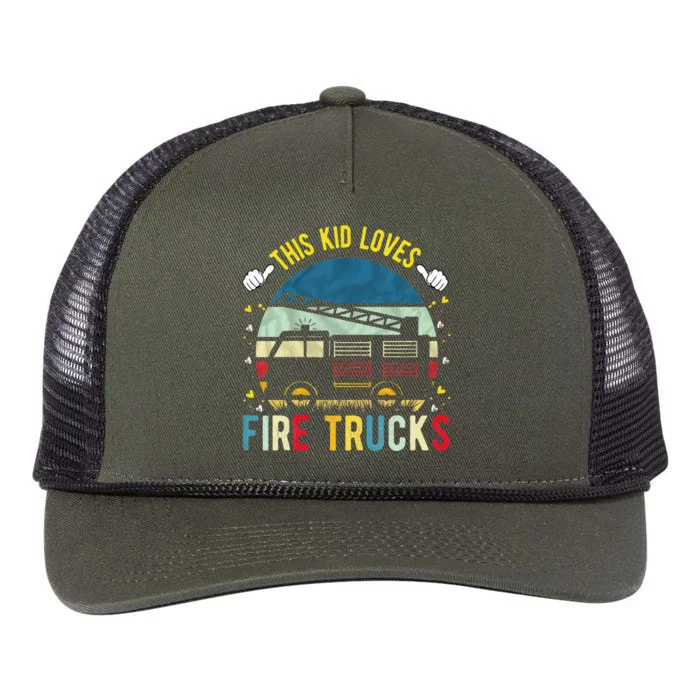 This Loves Fire Trucks Firefighter Fire Truck Retro Rope Trucker Hat Cap