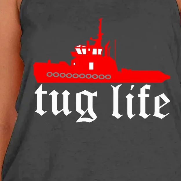 TUG LIFE funny tugboat Women's Knotted Racerback Tank