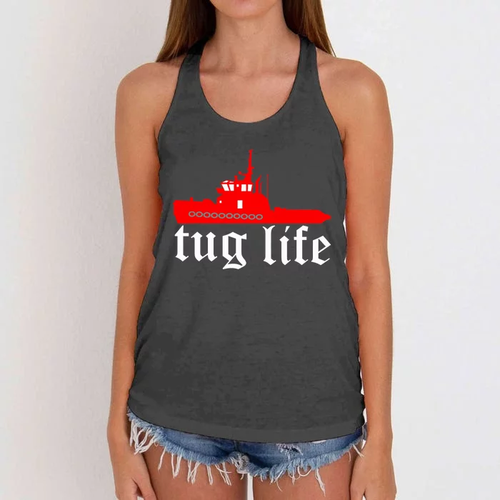 TUG LIFE funny tugboat Women's Knotted Racerback Tank