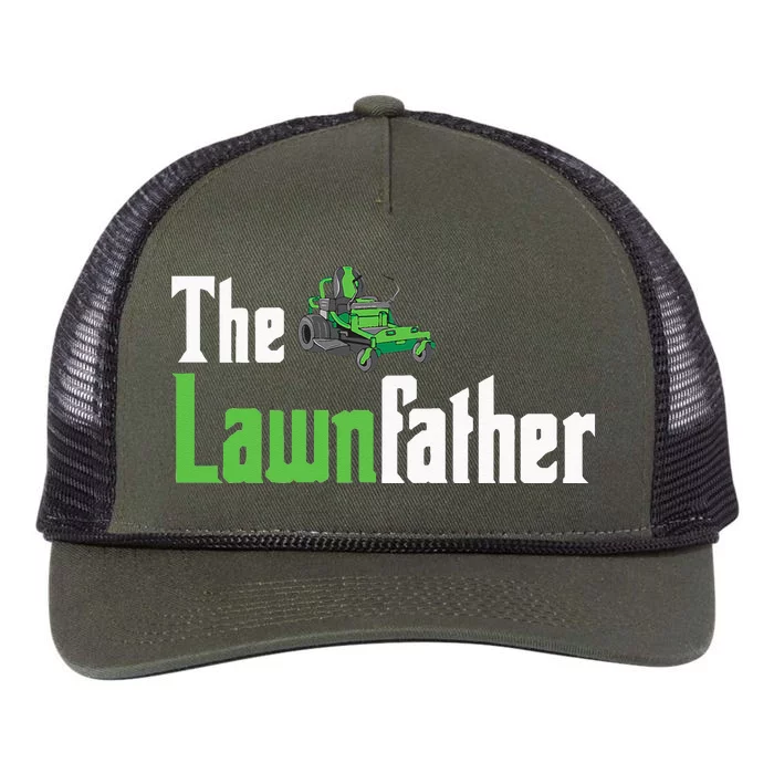 The Lawnfather Funny Lawn Mowing Retro Rope Trucker Hat Cap