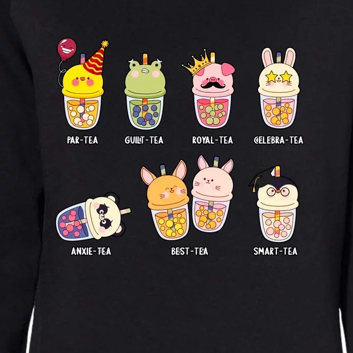 Tea Life Funny Cute Milk Tea Cup Milk Tea Lover Humorous Puns Womens California Wash Sweatshirt