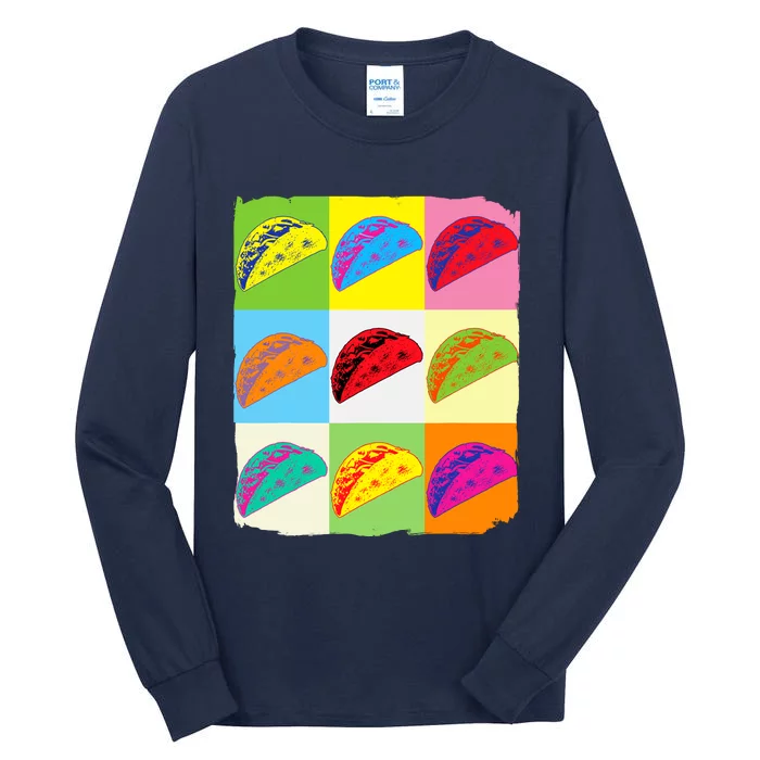 Taco Lover Funny Taco Art Mexican Food Lover Taco Tall Long Sleeve T-Shirt