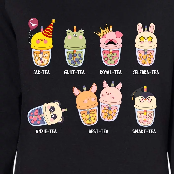 Tea Life Funny Cute Milk Tea Cup Milk Tea Lover Humorous Puns Womens California Wash Sweatshirt