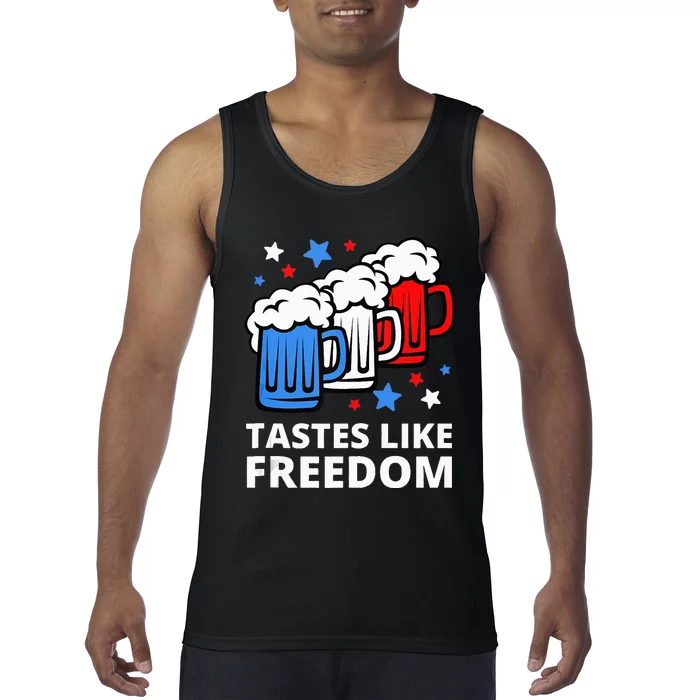 Tastes Like Freedom Funny 4th Of July Beer Quote Tank Top