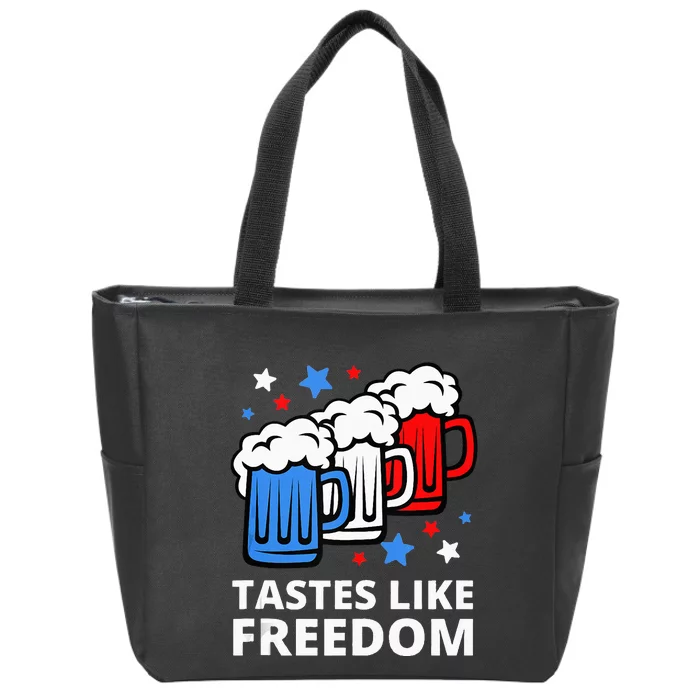 Tastes Like Freedom Funny 4th Of July Beer Quote Zip Tote Bag