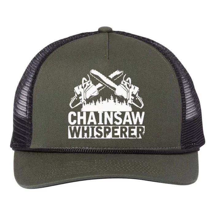 Tree Logger Funny Chainsaw Whisperer Lumberjack Retro Rope Trucker Hat Cap