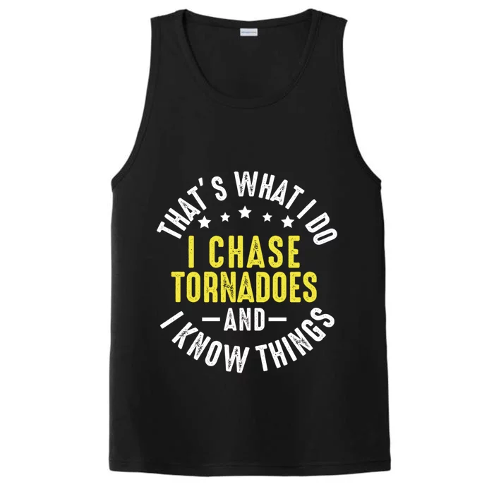 Tornadoes Lover Funny Tornado Chaser Storm Chasing Performance Tank