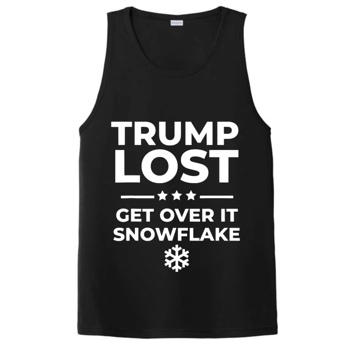 Trump Lost Get Over It Snowflake Funny Pro Joe Anti Trump Performance Tank