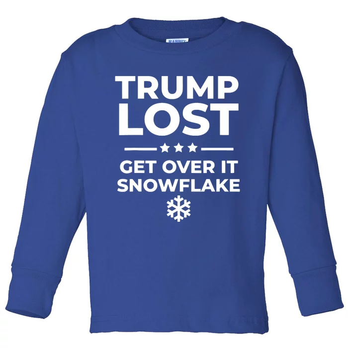 Trump Lost Get Over It Snowflake Funny Pro Joe Anti Trump Toddler Long Sleeve Shirt