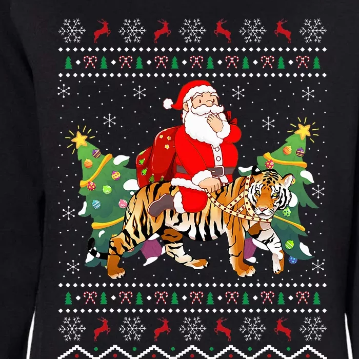 Tiger Lover Gift Ugly Santa Riding Tiger Christmas Womens California Wash Sweatshirt