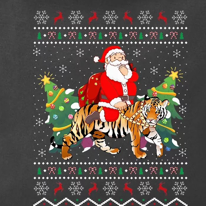 Tiger Lover Gift Ugly Santa Riding Tiger Christmas Zip Tote Bag