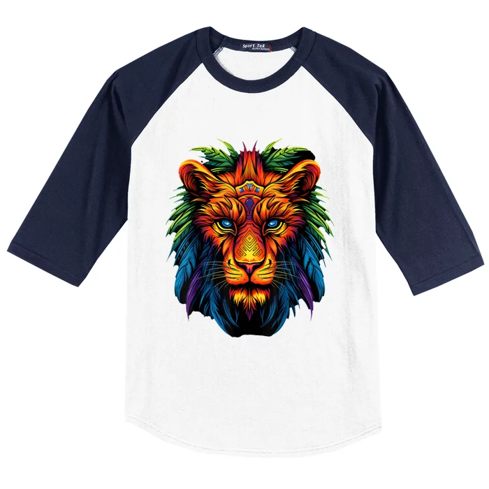 Tribal Lion Graphic Baseball Sleeve Shirt