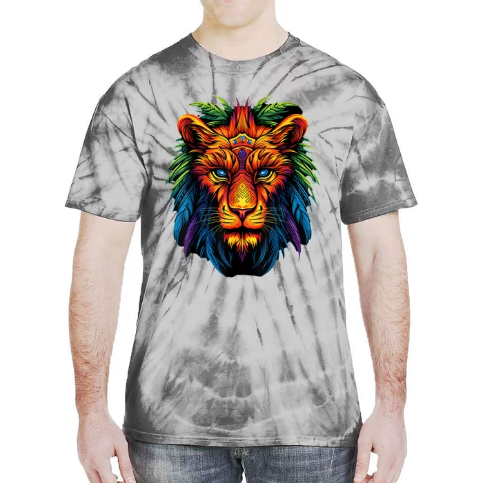 Tribal Lion Graphic Tie-Dye T-Shirt