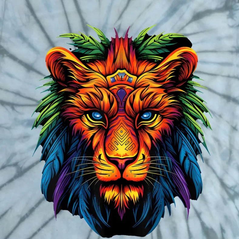 Tribal Lion Graphic Tie-Dye T-Shirt