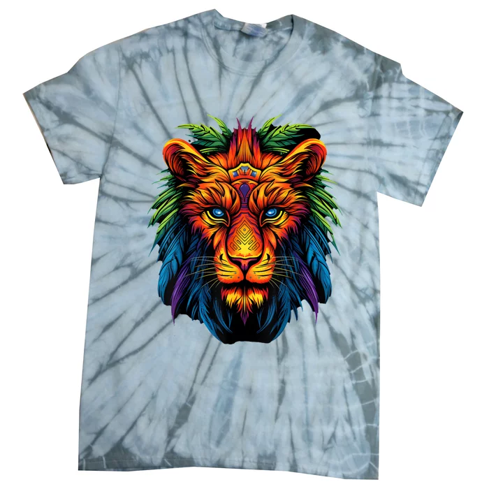 Tribal Lion Graphic Tie-Dye T-Shirt