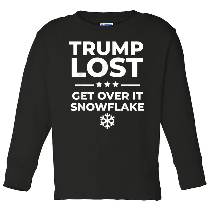 Trump Lost Get Over It Snowflake Funny Pro Joe Anti Trump Toddler Long Sleeve Shirt