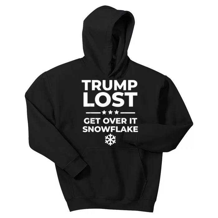 Trump Lost Get Over It Snowflake Funny Pro Joe Anti Trump Kids Hoodie