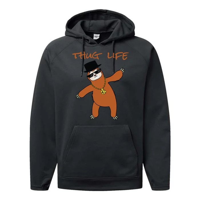 Thug Life Gangsta Sloth Performance Fleece Hoodie