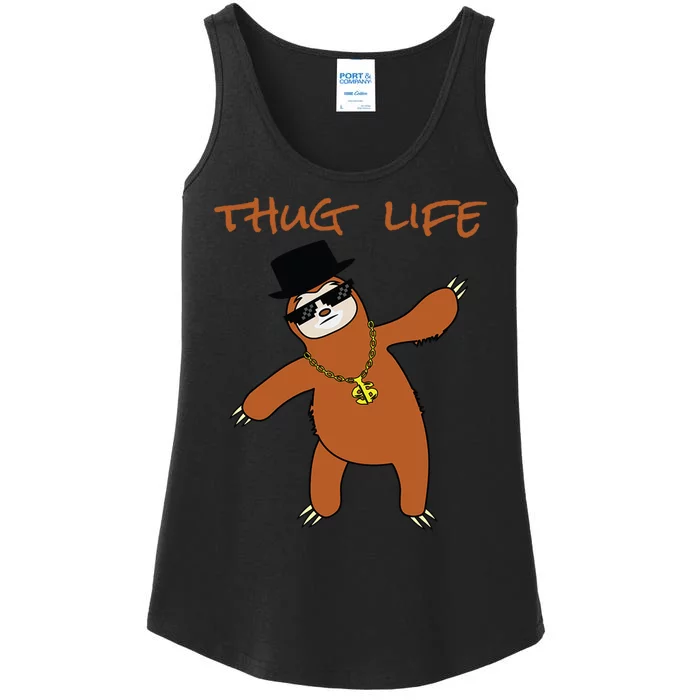 Thug Life Gangsta Sloth Ladies Essential Tank