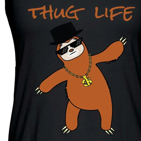 Thug Life Gangsta Sloth Ladies Essential Flowy Tank