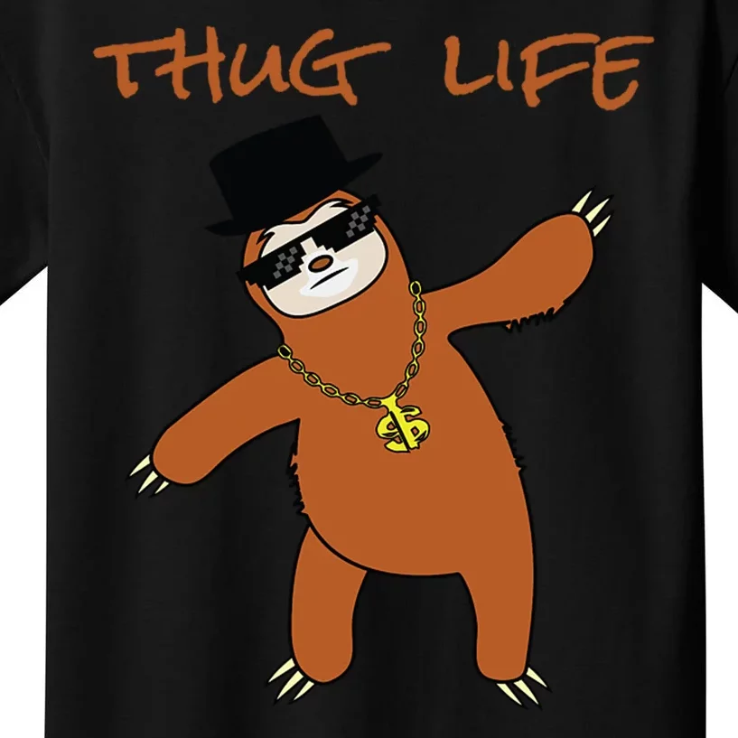 Thug Life Gangsta Sloth Kids T-Shirt