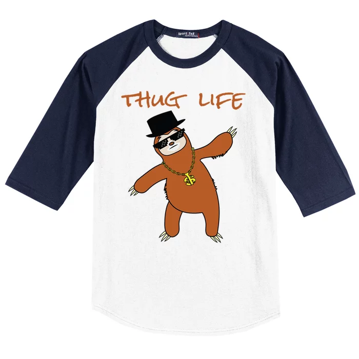 Thug Life Gangsta Sloth Baseball Sleeve Shirt