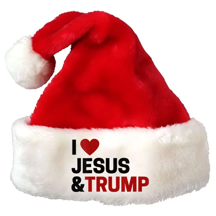 Trump Lover Gift I Love Jesus & Trump Premium Christmas Santa Hat