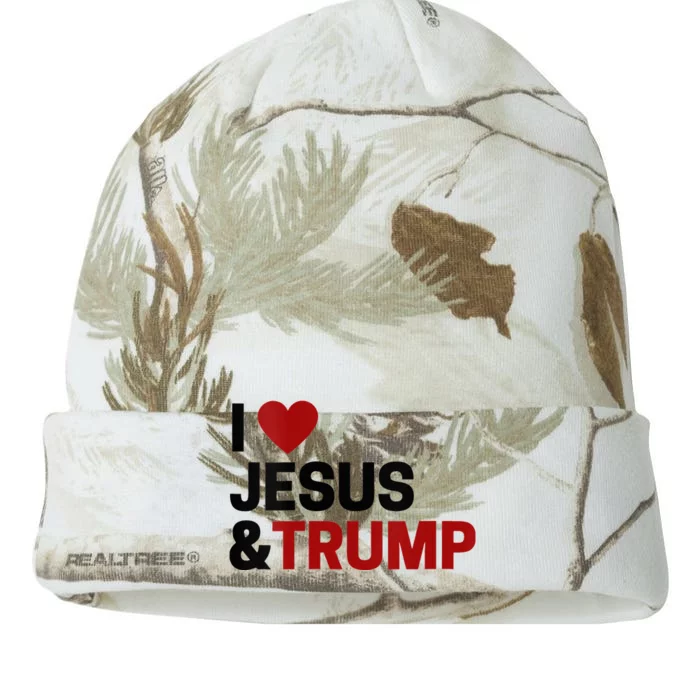 Trump Lover Gift I Love Jesus & Trump Kati - 12in Camo Beanie