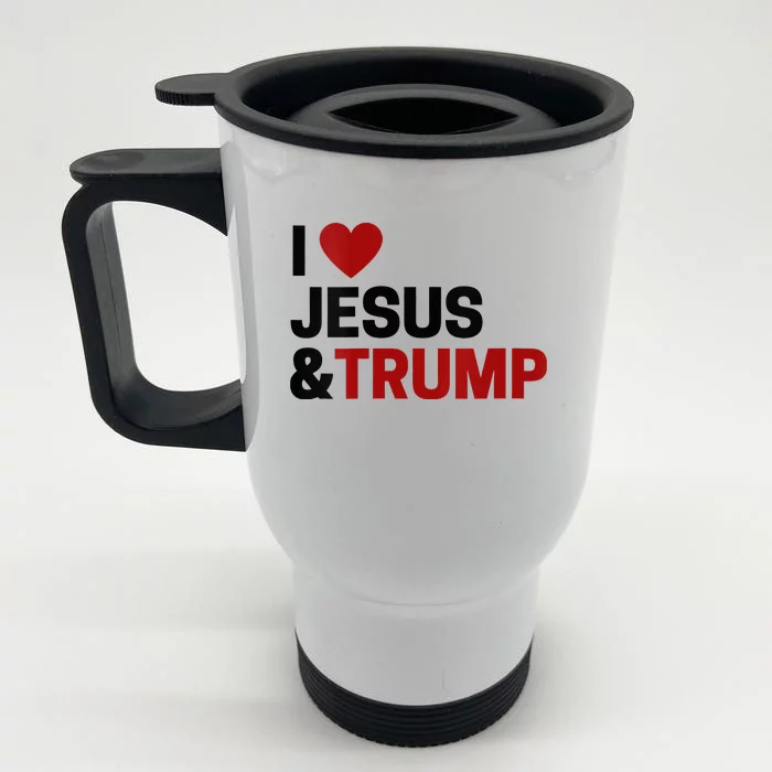 Trump Lover Gift I Love Jesus & Trump Front & Back Stainless Steel Travel Mug