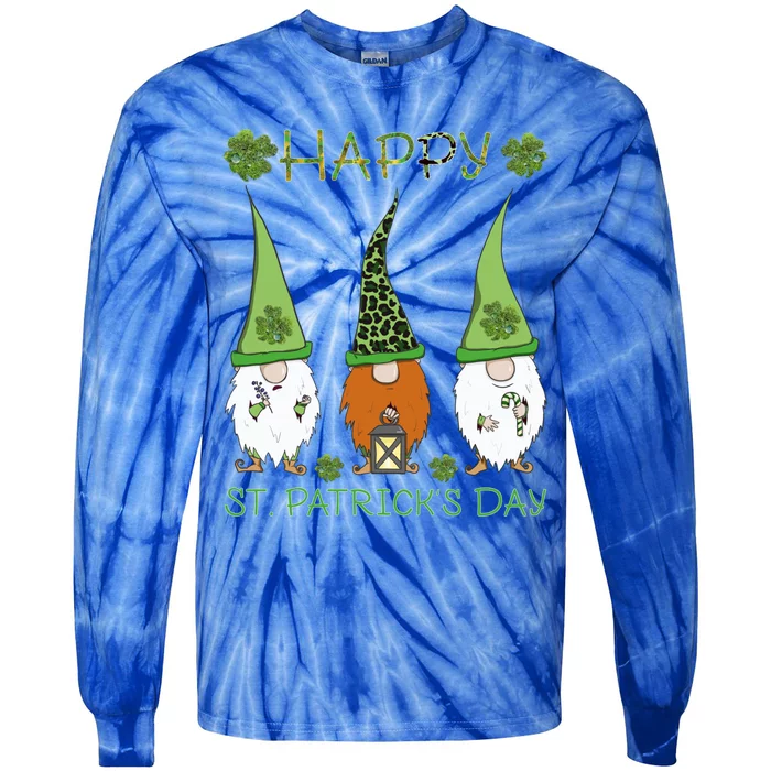 Three Leprechauns Gift Happy Saint Patrick's Day Irish Shamrock Cool Gift Tie-Dye Long Sleeve Shirt