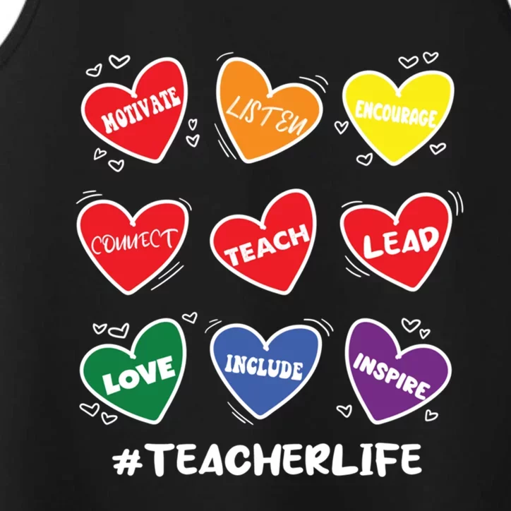 Teacher Life Gay Cool Heart Pride Flag Lgbtq Teaching Gift Performance Tank