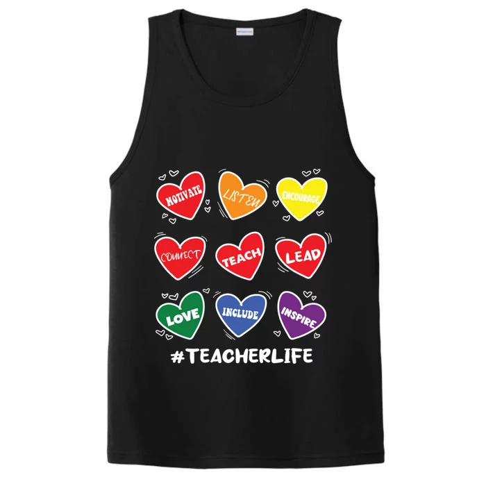 Teacher Life Gay Cool Heart Pride Flag Lgbtq Teaching Gift Performance Tank