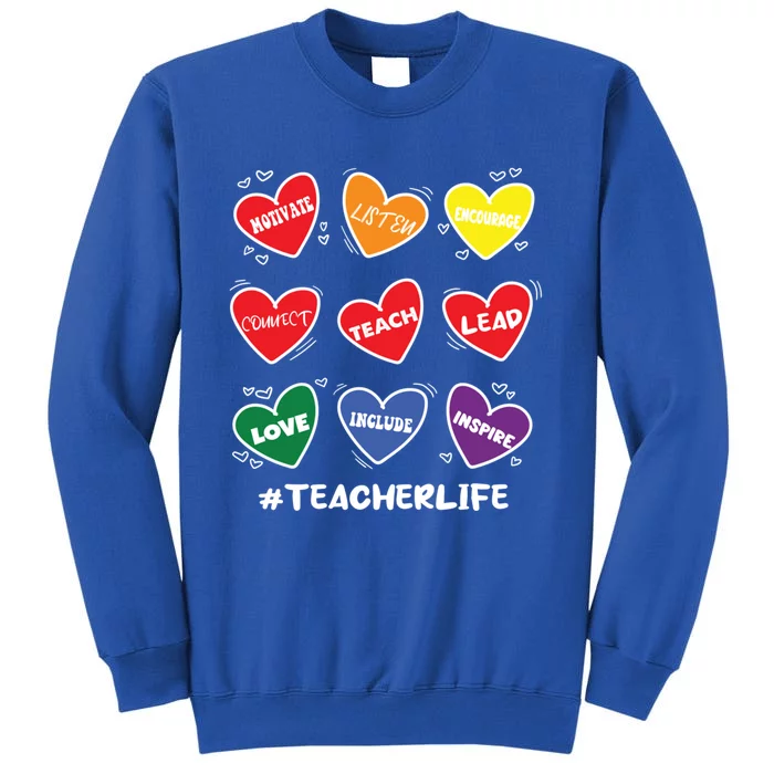 Teacher Life Gay Cool Heart Pride Flag Lgbtq Teaching Gift Tall Sweatshirt